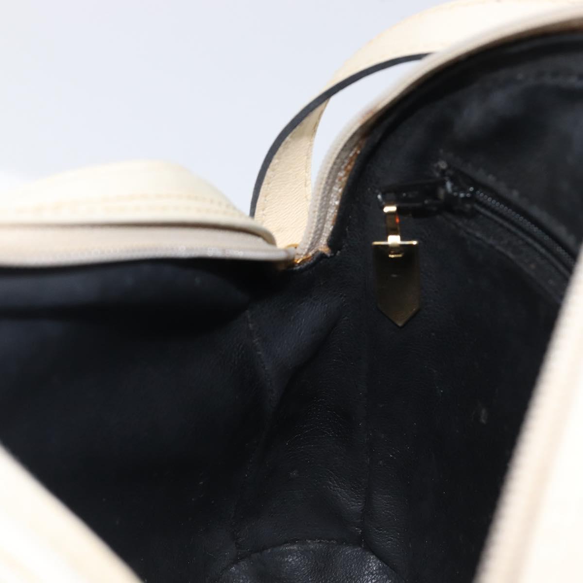 SAINT LAURENT Shoulder Bag Leather Beige Gold Auth 201477