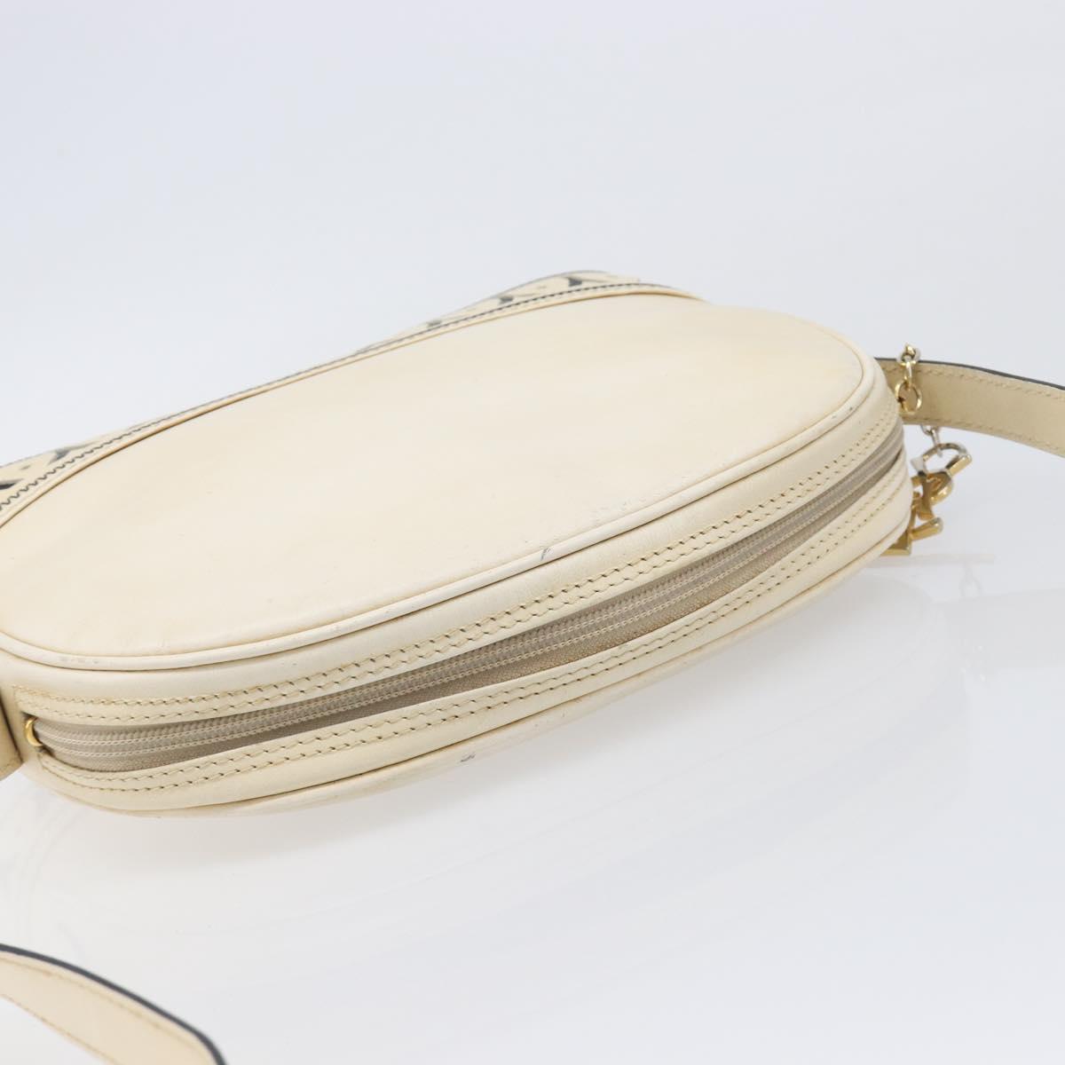 SAINT LAURENT Shoulder Bag Leather Beige Gold Auth 201477