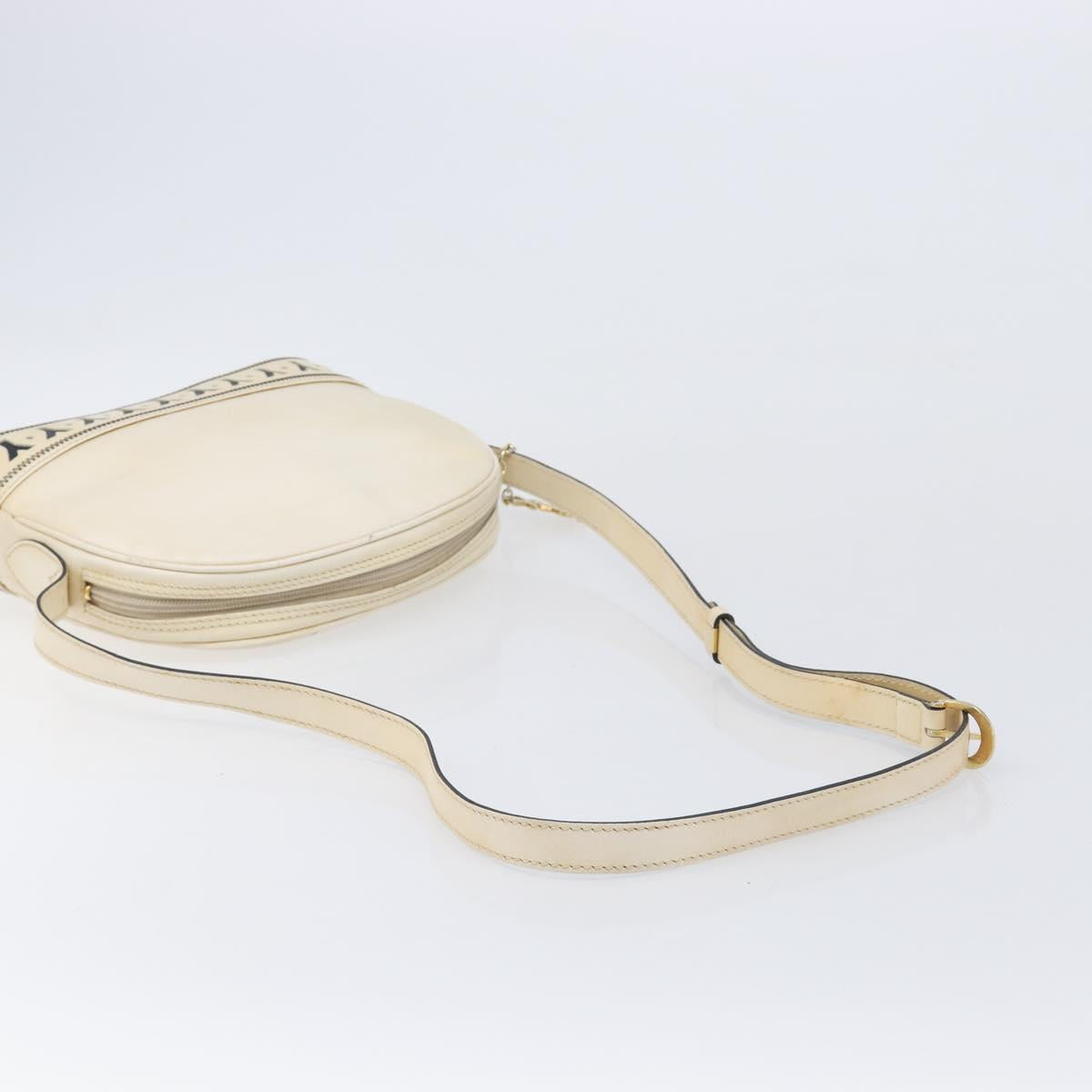 SAINT LAURENT Shoulder Bag Leather Beige Gold Auth 201477