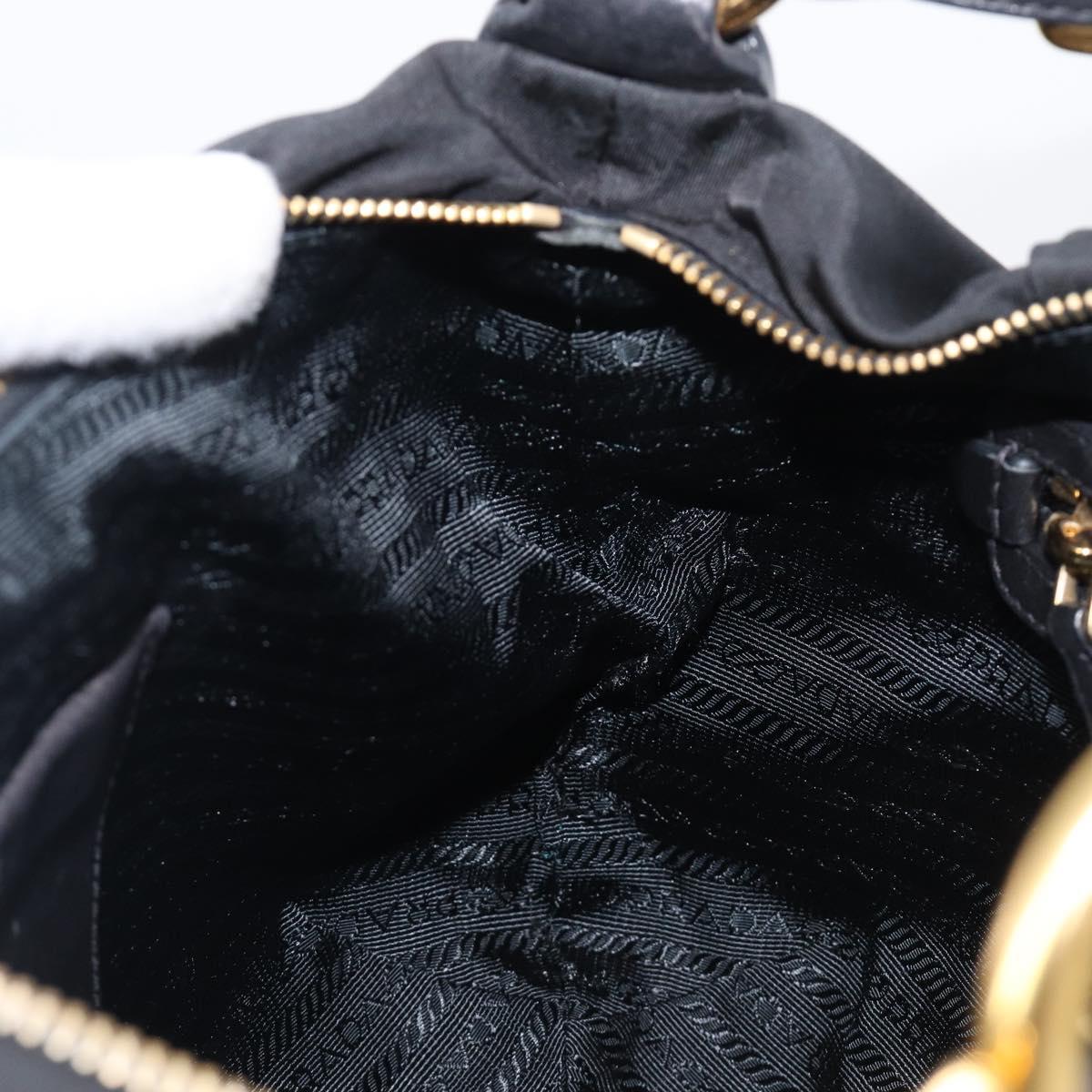 PRADA Shoulder Bag Nylon Black Gold Auth 201478V
