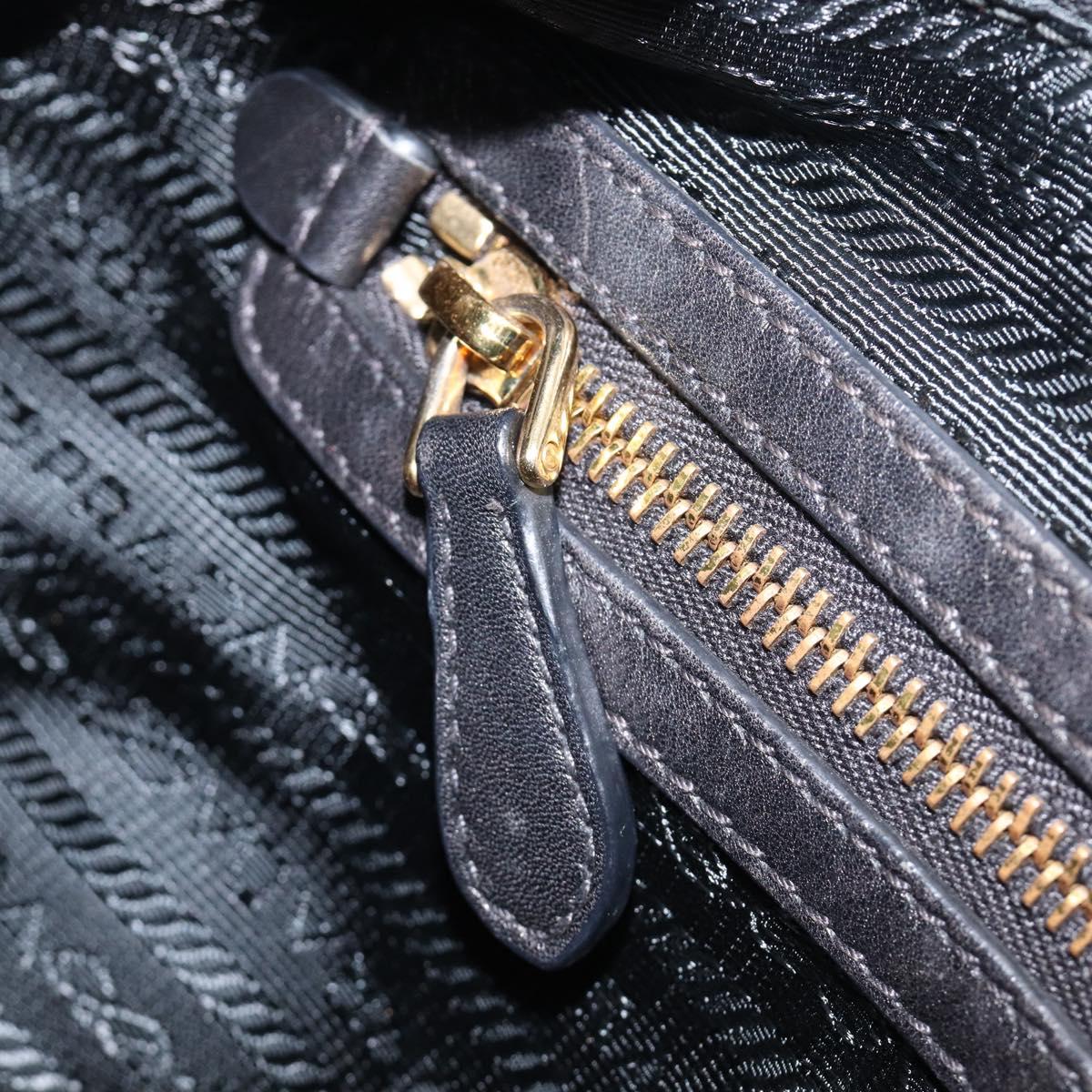 PRADA Shoulder Bag Nylon Black Gold Auth 201478V