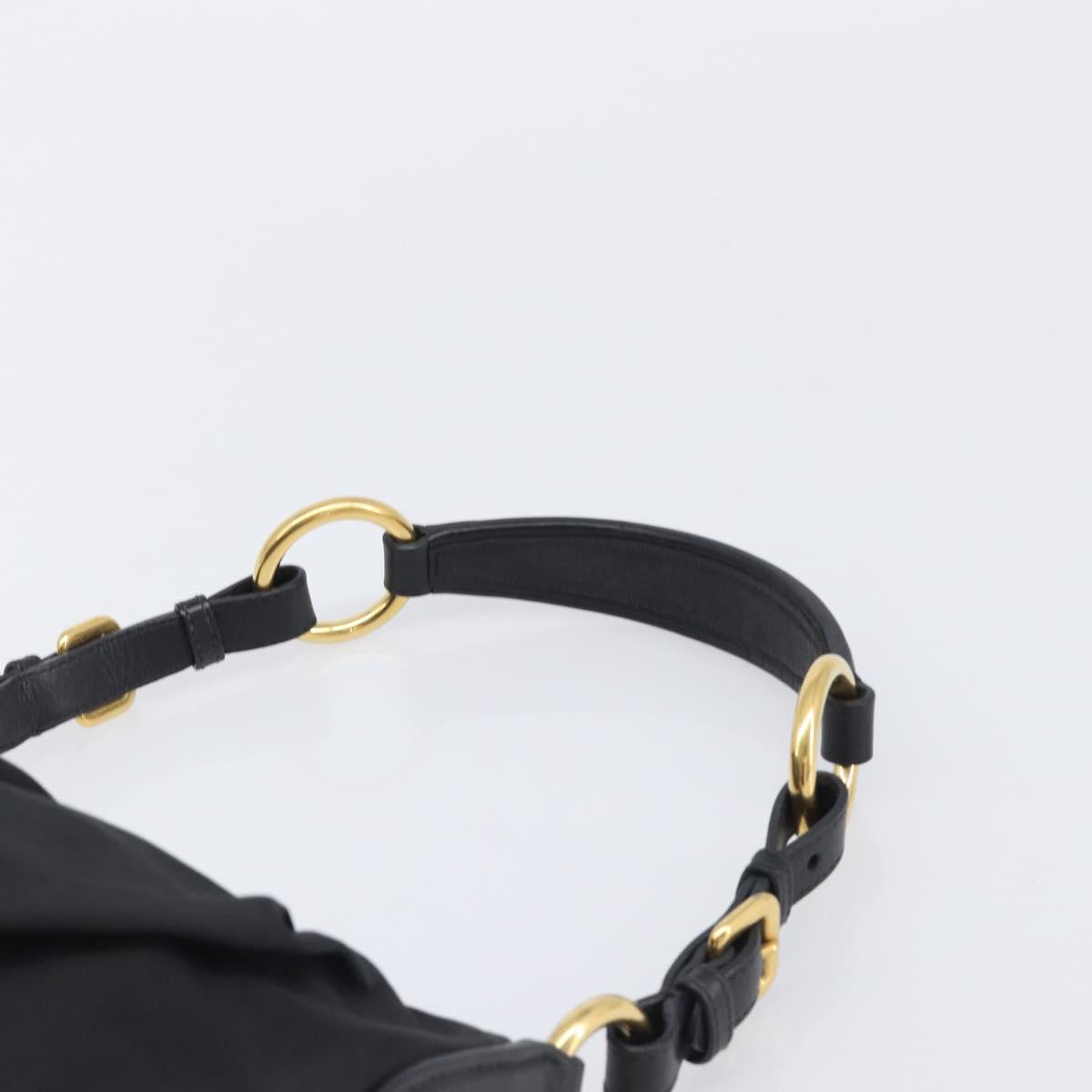 PRADA Shoulder Bag Nylon Black Gold Auth 201478V