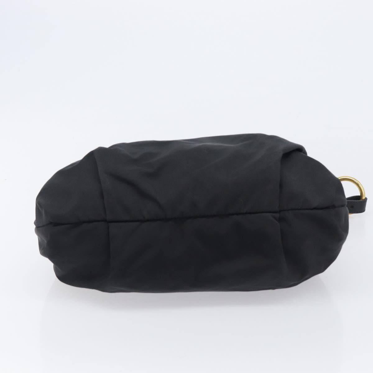 PRADA Shoulder Bag Nylon Black Gold Auth 201478V