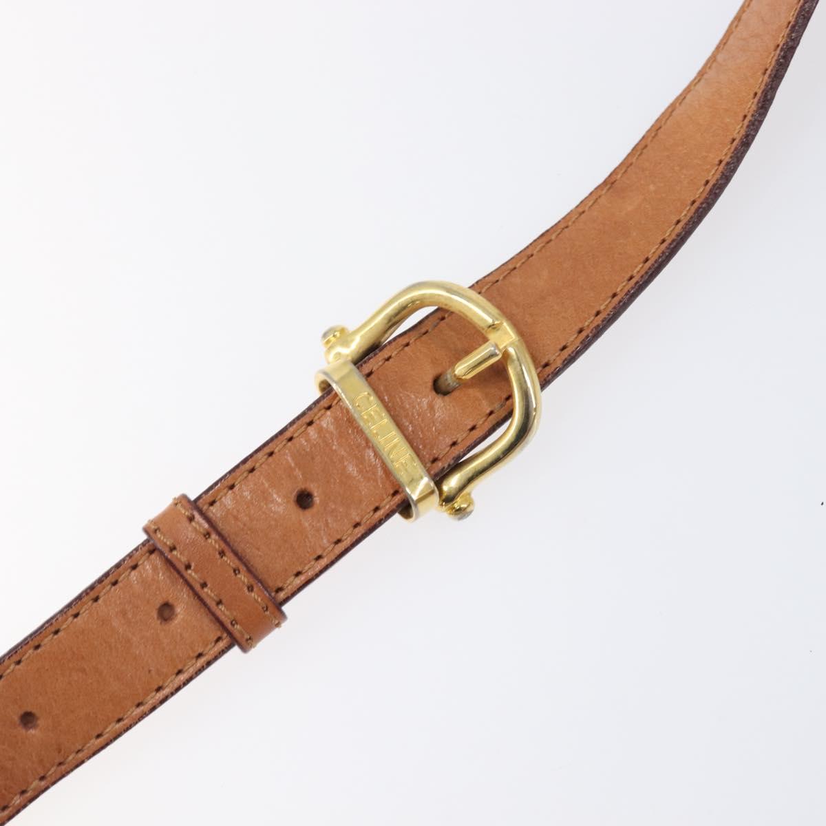 CELINE Macadam Canvas Shoulder Bag PVC Beige Gold Auth 201484A