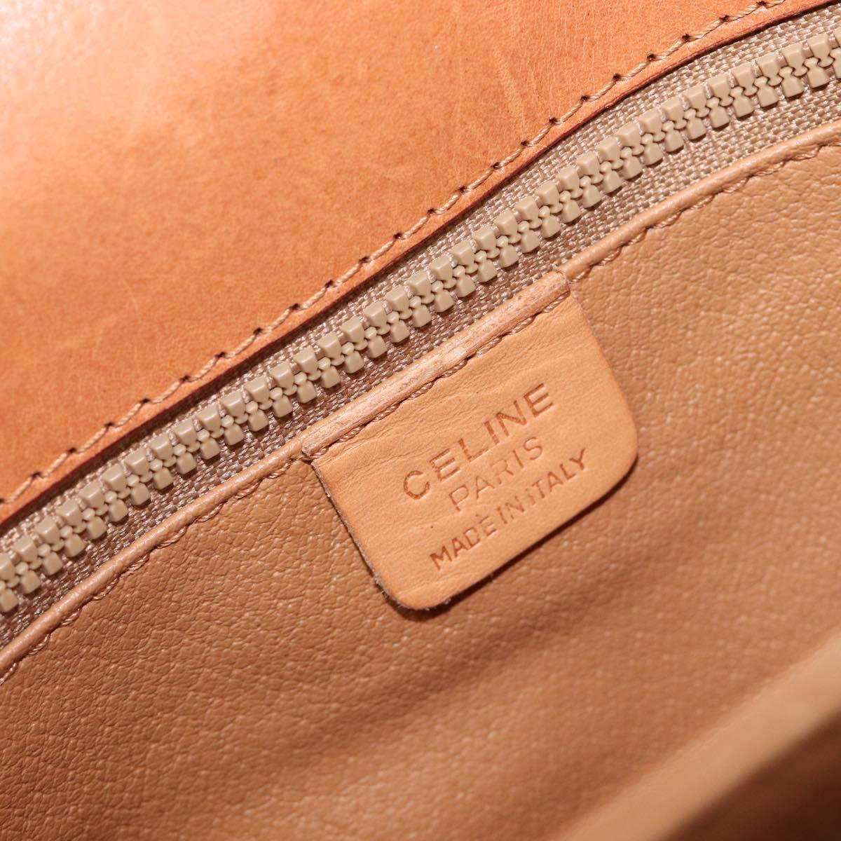 CELINE Macadam Canvas Shoulder Bag PVC Beige Gold Auth 201484A