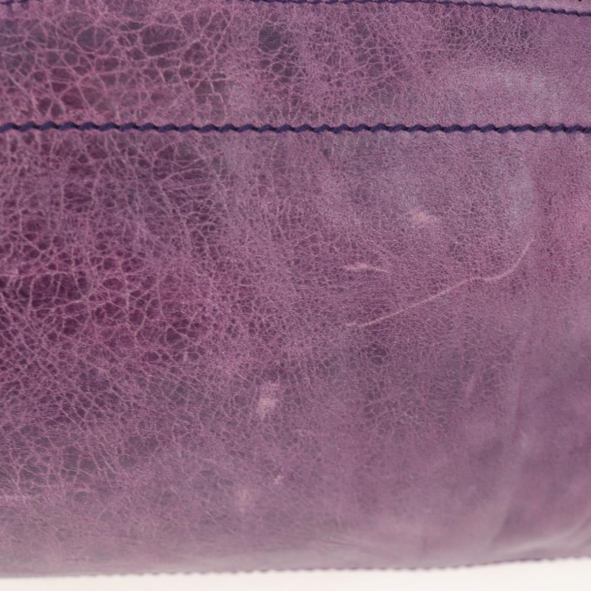 BALENCIAGA Covered Giant Day Hand Bag Leather Purple Silver 204527 Auth 201485V