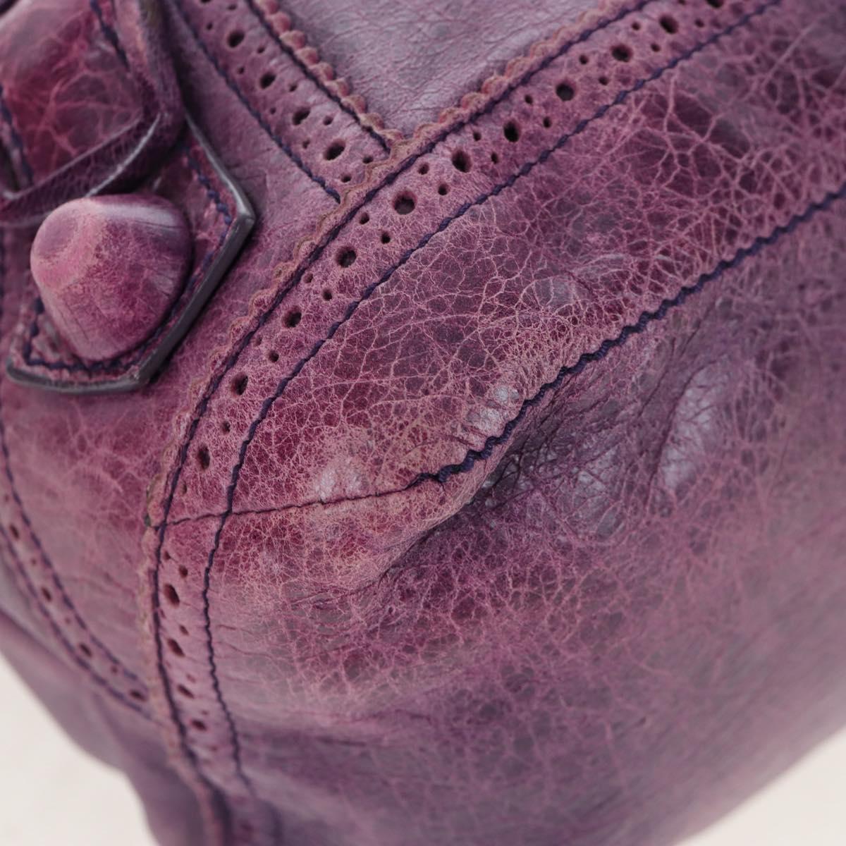 BALENCIAGA Covered Giant Day Hand Bag Leather Purple Silver 204527 Auth 201485V