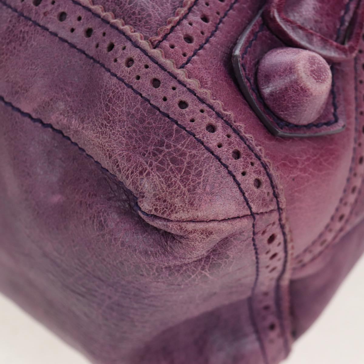 BALENCIAGA Covered Giant Day Hand Bag Leather Purple Silver 204527 Auth 201485V