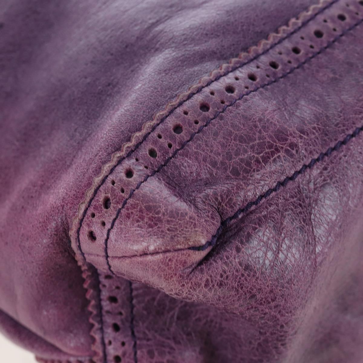 BALENCIAGA Covered Giant Day Hand Bag Leather Purple Silver 204527 Auth 201485V