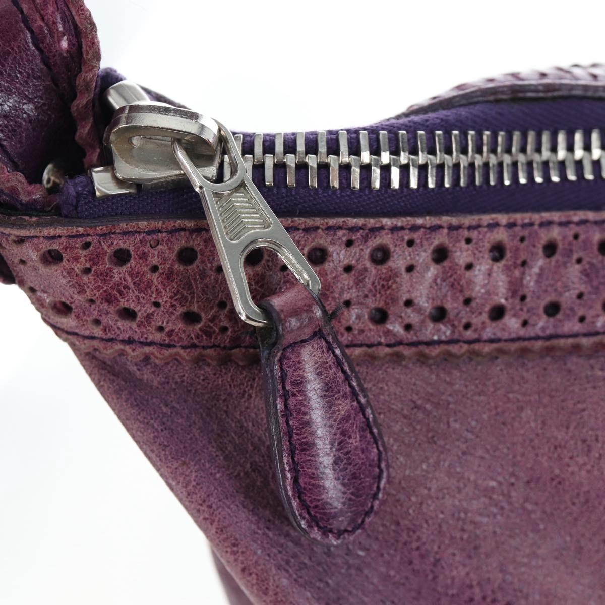BALENCIAGA Covered Giant Day Hand Bag Leather Purple Silver 204527 Auth 201485V