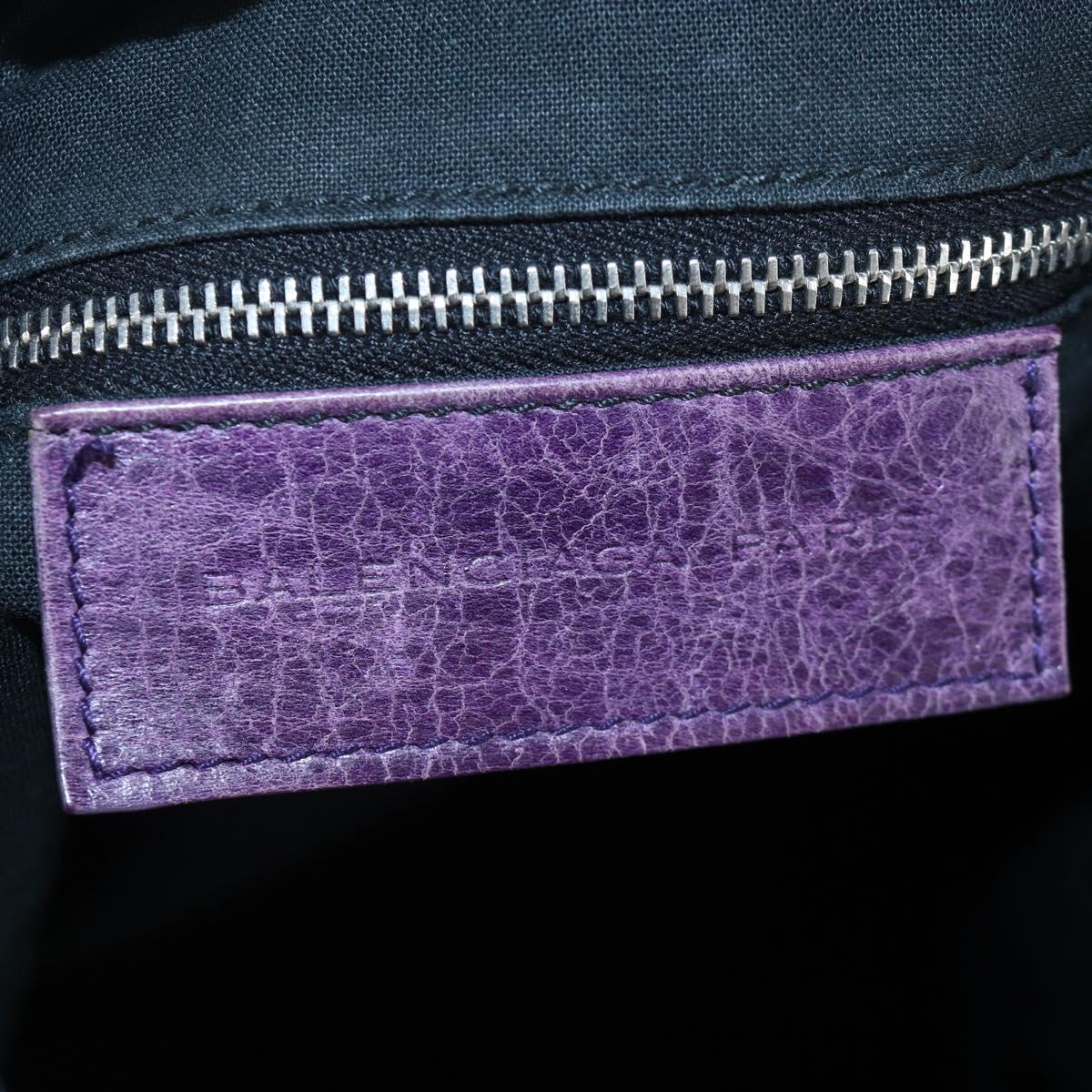 BALENCIAGA Covered Giant Day Hand Bag Leather Purple Silver 204527 Auth 201485V
