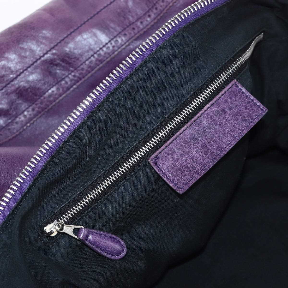 BALENCIAGA Covered Giant Day Hand Bag Leather Purple Silver 204527 Auth 201485V