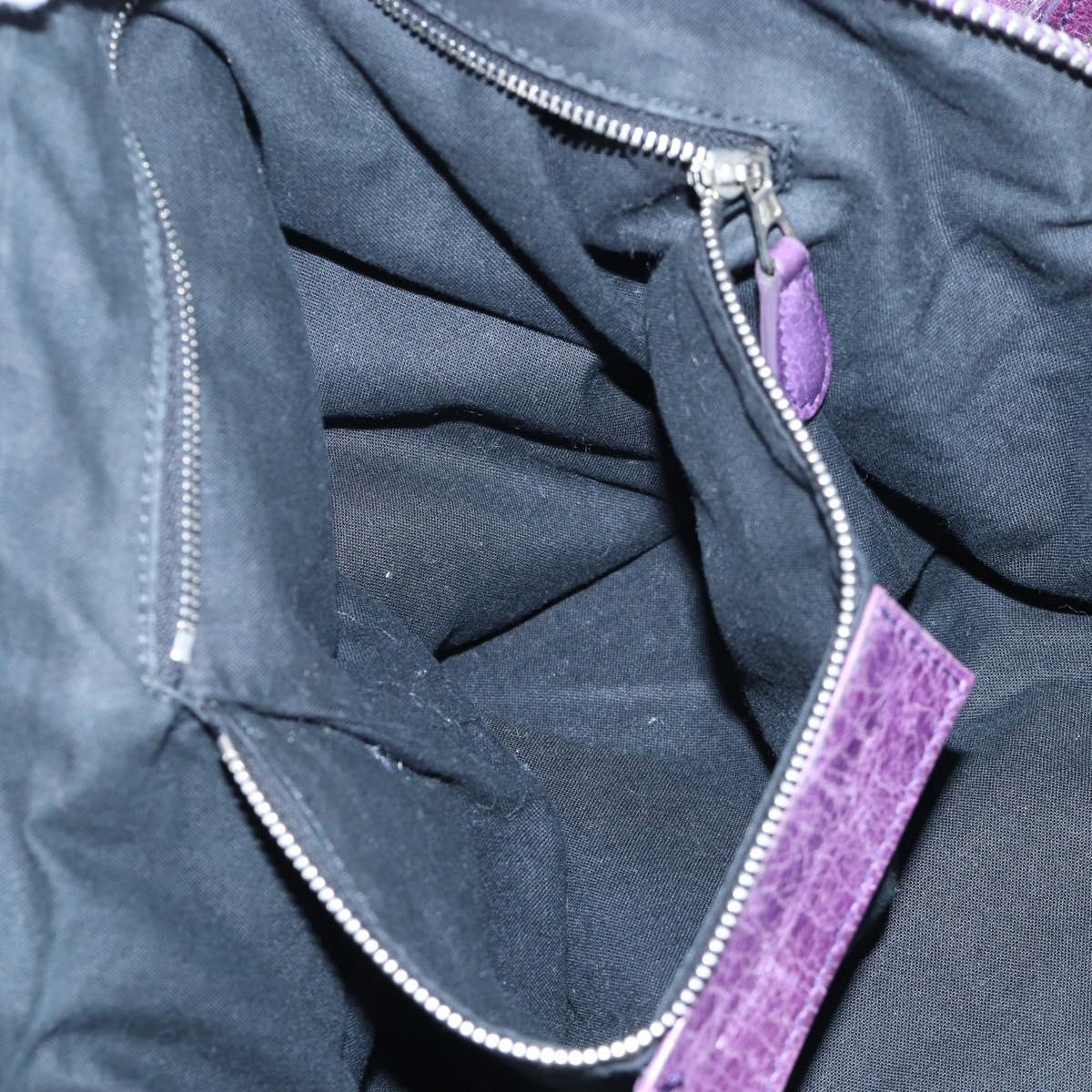 BALENCIAGA Covered Giant Day Hand Bag Leather Purple Silver 204527 Auth 201485V