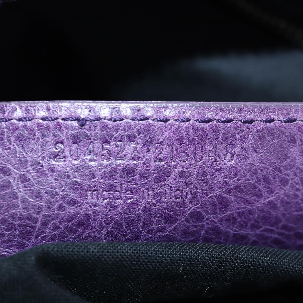 BALENCIAGA Covered Giant Day Hand Bag Leather Purple Silver 204527 Auth 201485V