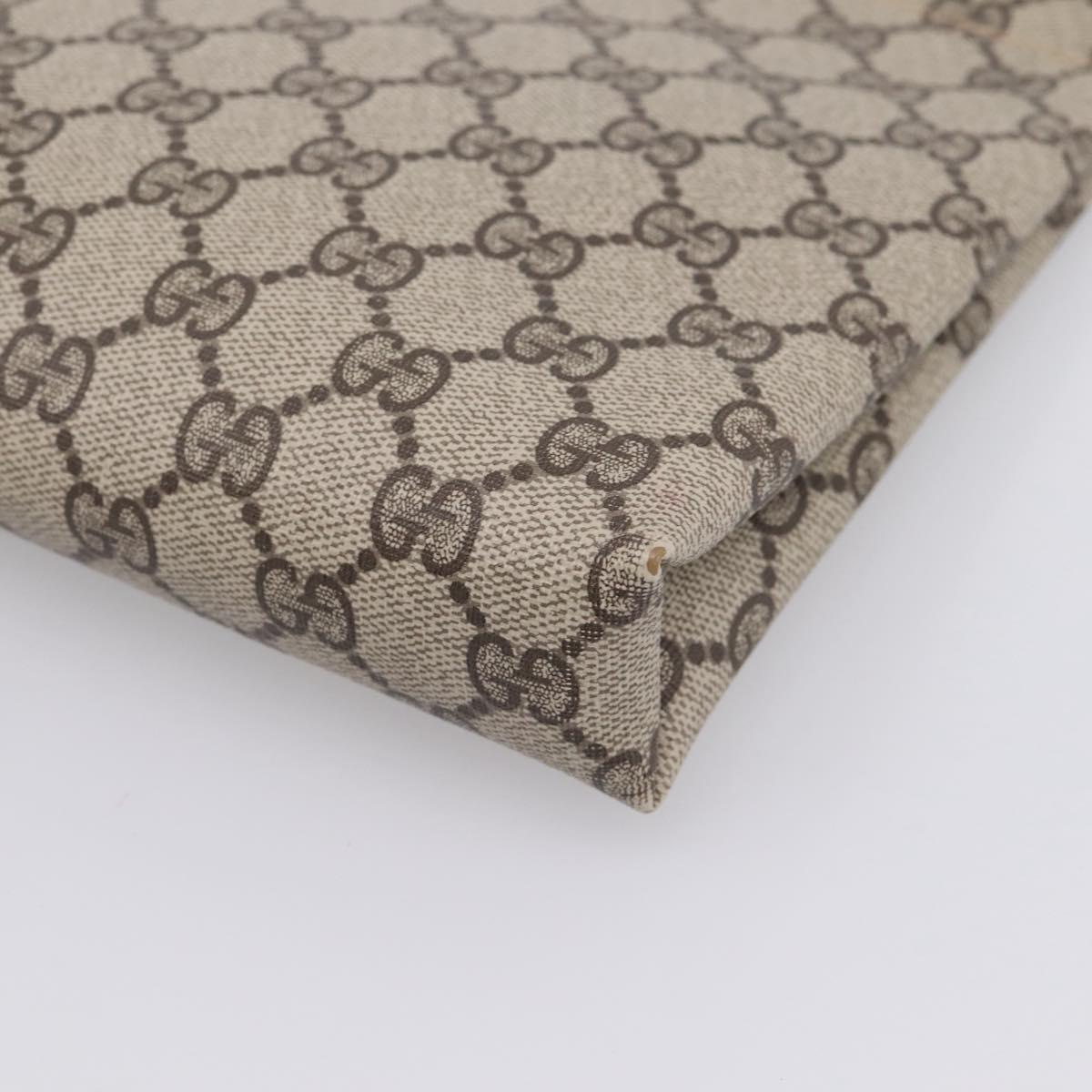 GUCCI GG Supreme Clutch Bag PVC Beige Gold 67 039 5229 Auth 201488