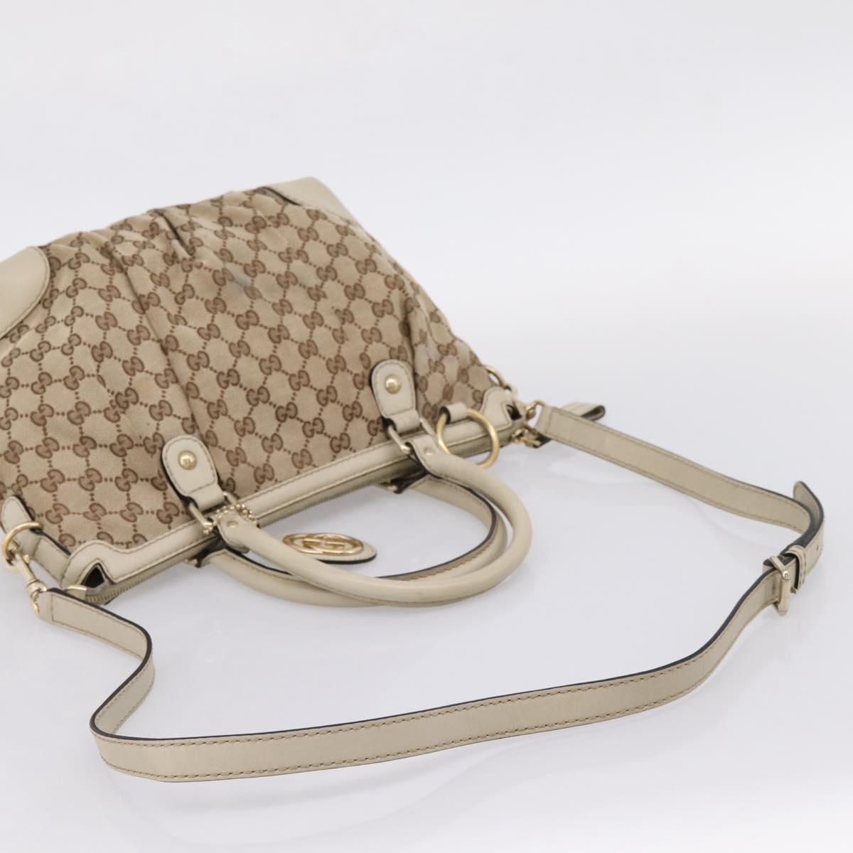 GUCCI GG Canvas Sukey Hand Bag 2way Beige Gold 247902 Auth 201493