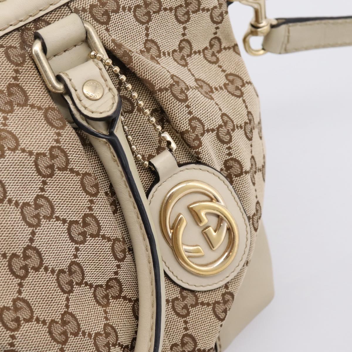GUCCI GG Canvas Sukey Hand Bag 2way Beige Gold 247902 Auth 201493