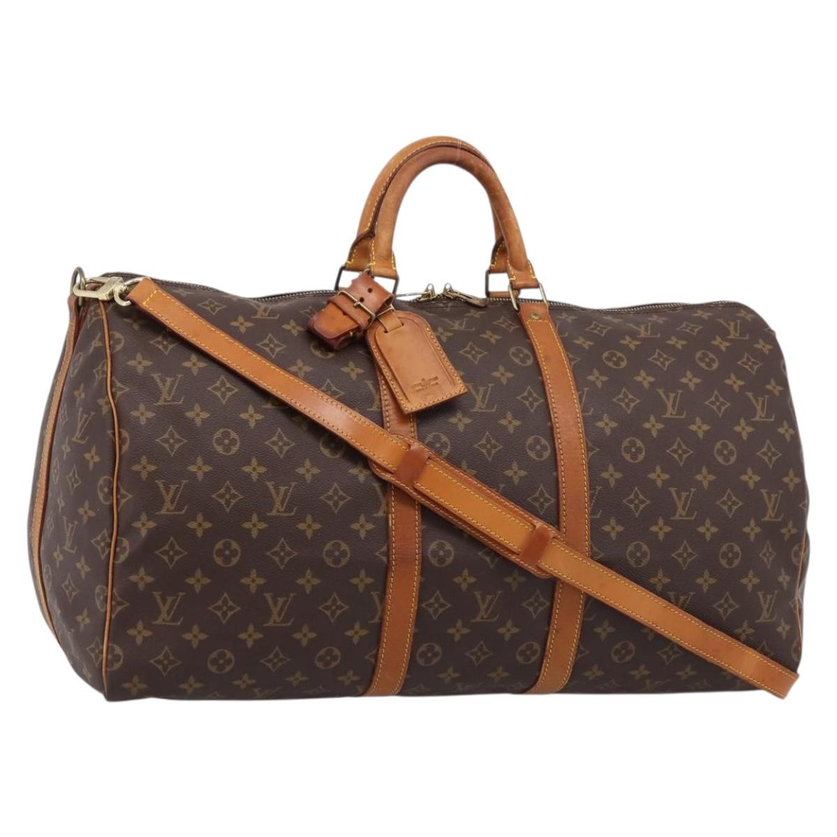 LOUIS VUITTON Monogram Keepall Bandouliere 55 Boston Bag M41414 LV Auth 201494