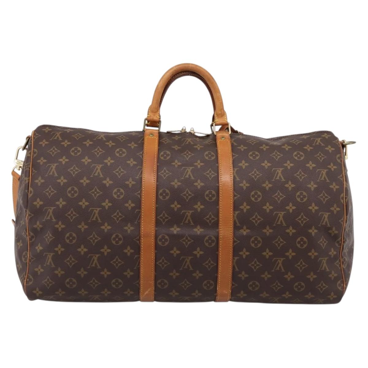 LOUIS VUITTON Monogram Keepall Bandouliere 55 Boston Bag M41414 LV Auth 201494