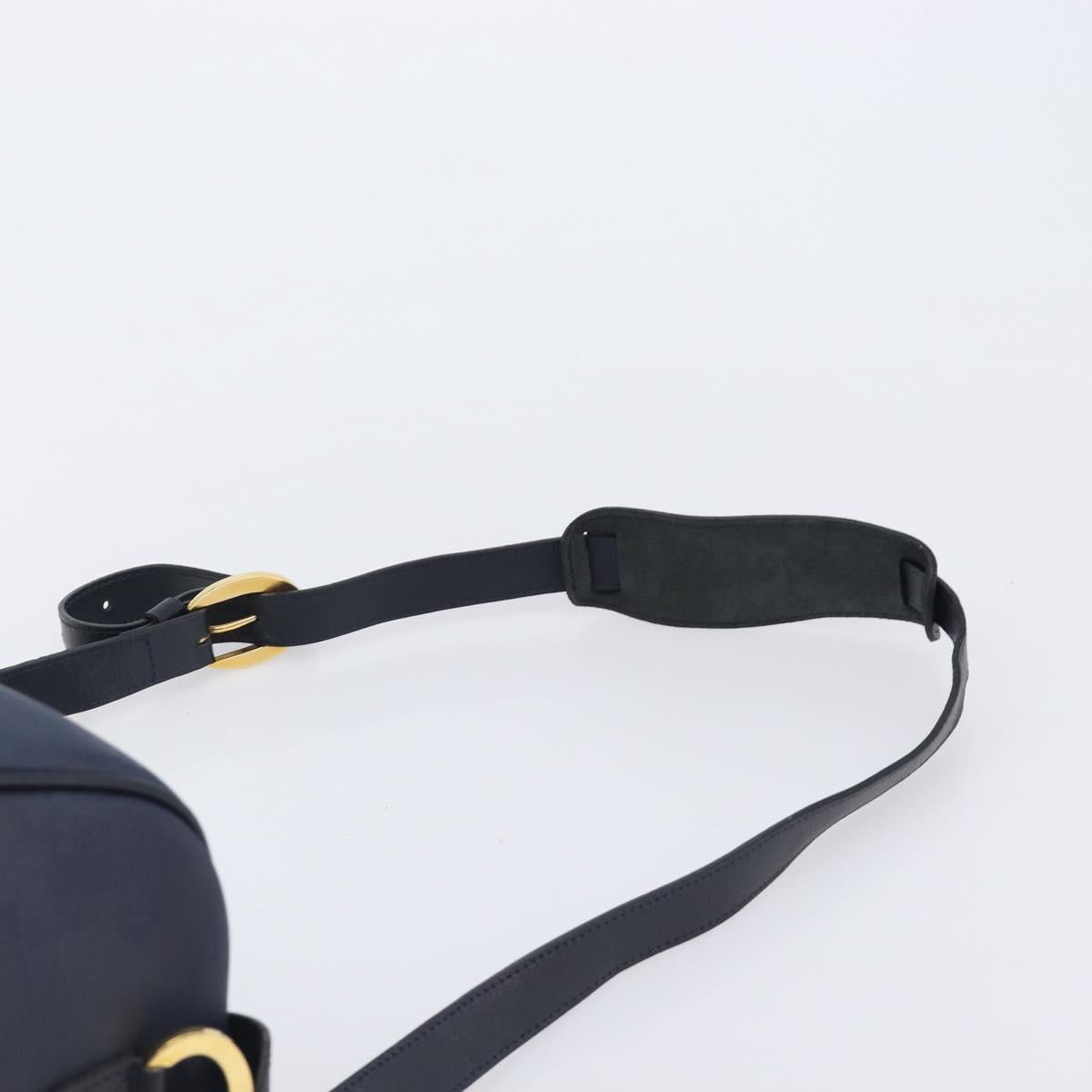Christian Dior Trotter Canvas Boston Bag PVC 2way Navy Gold Auth 201496V
