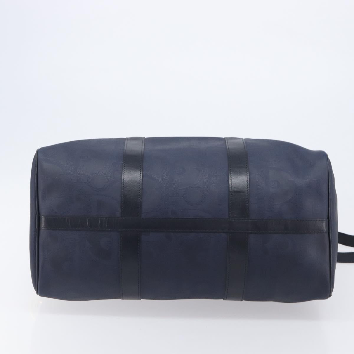 Christian Dior Trotter Canvas Boston Bag PVC 2way Navy Gold Auth 201496V