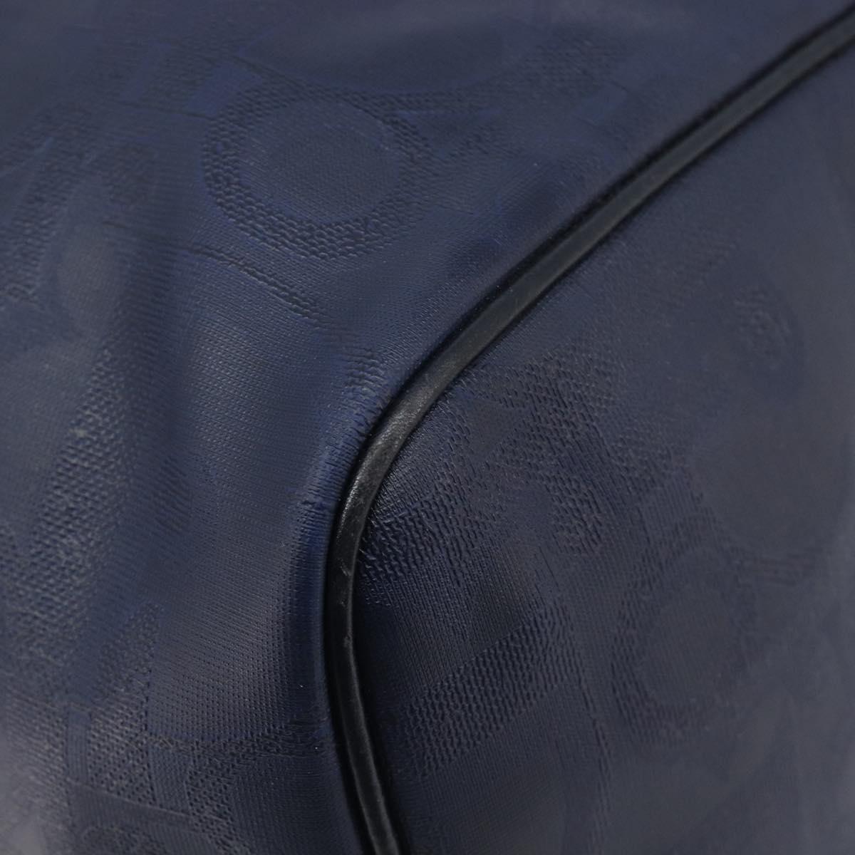 Christian Dior Trotter Canvas Boston Bag PVC 2way Navy Gold Auth 201496V