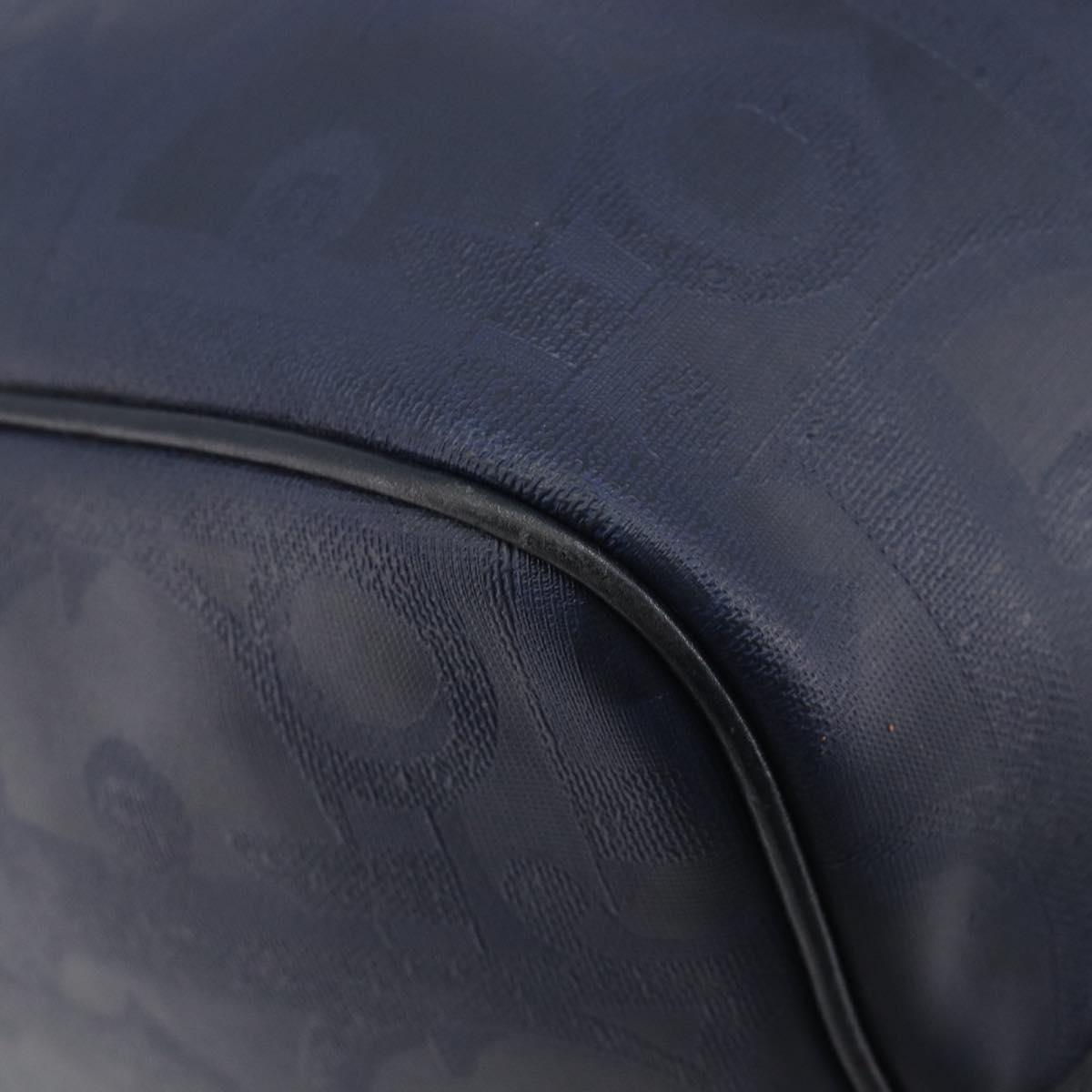 Christian Dior Trotter Canvas Boston Bag PVC 2way Navy Gold Auth 201496V