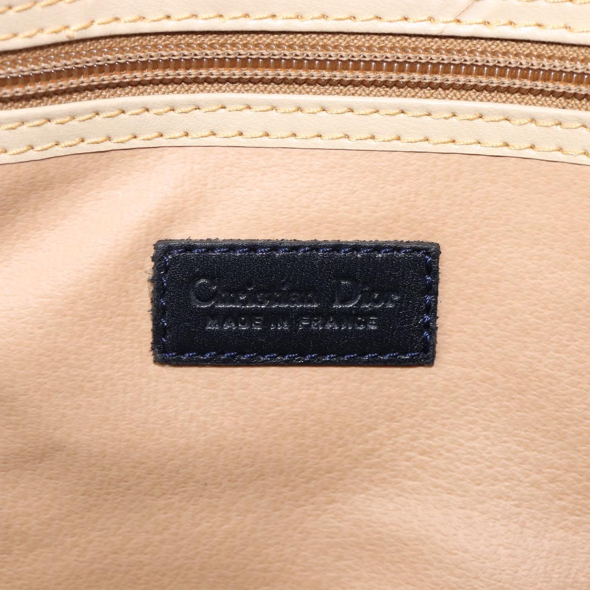 Christian Dior Trotter Canvas Boston Bag PVC 2way Navy Gold Auth 201496V