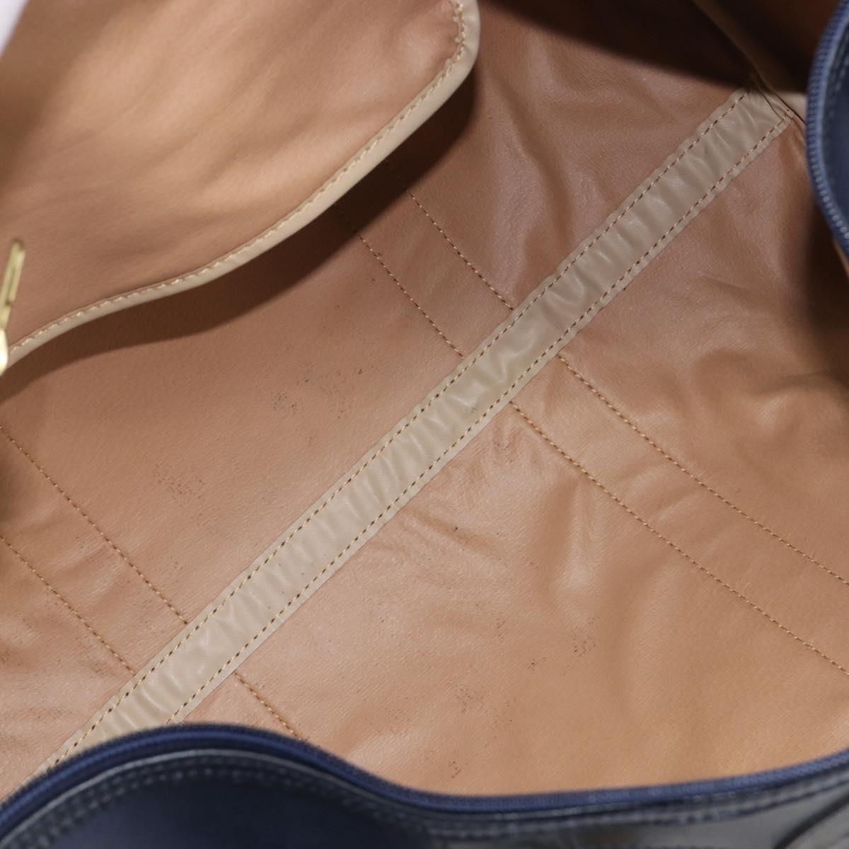 Christian Dior Trotter Canvas Boston Bag PVC 2way Navy Gold Auth 201496V