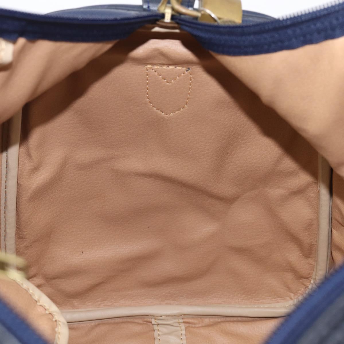 Christian Dior Trotter Canvas Boston Bag PVC 2way Navy Gold Auth 201496V
