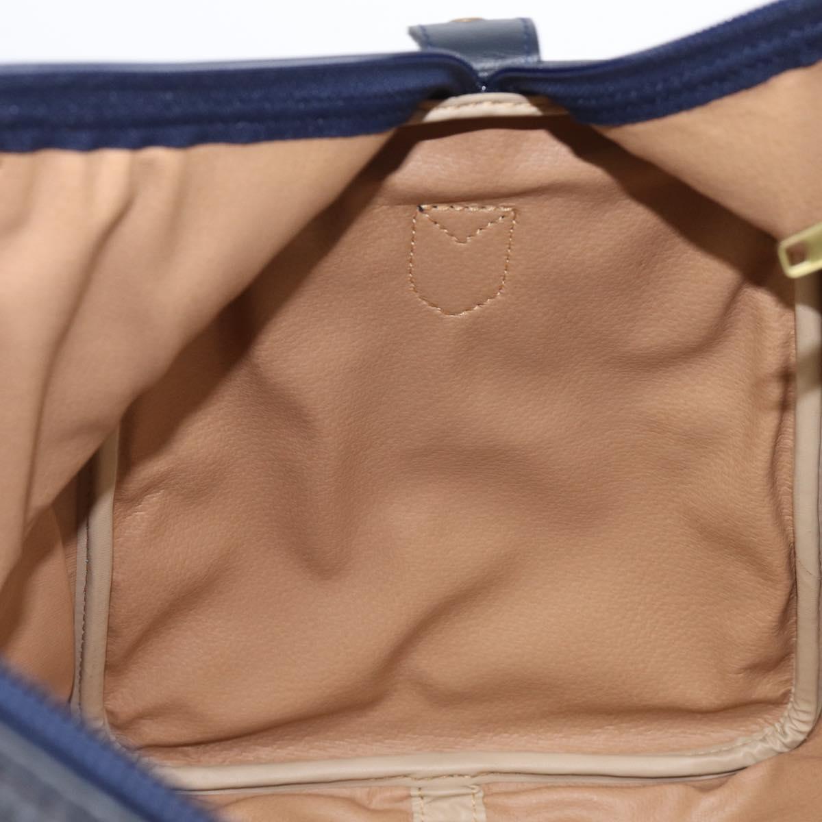 Christian Dior Trotter Canvas Boston Bag PVC 2way Navy Gold Auth 201496V