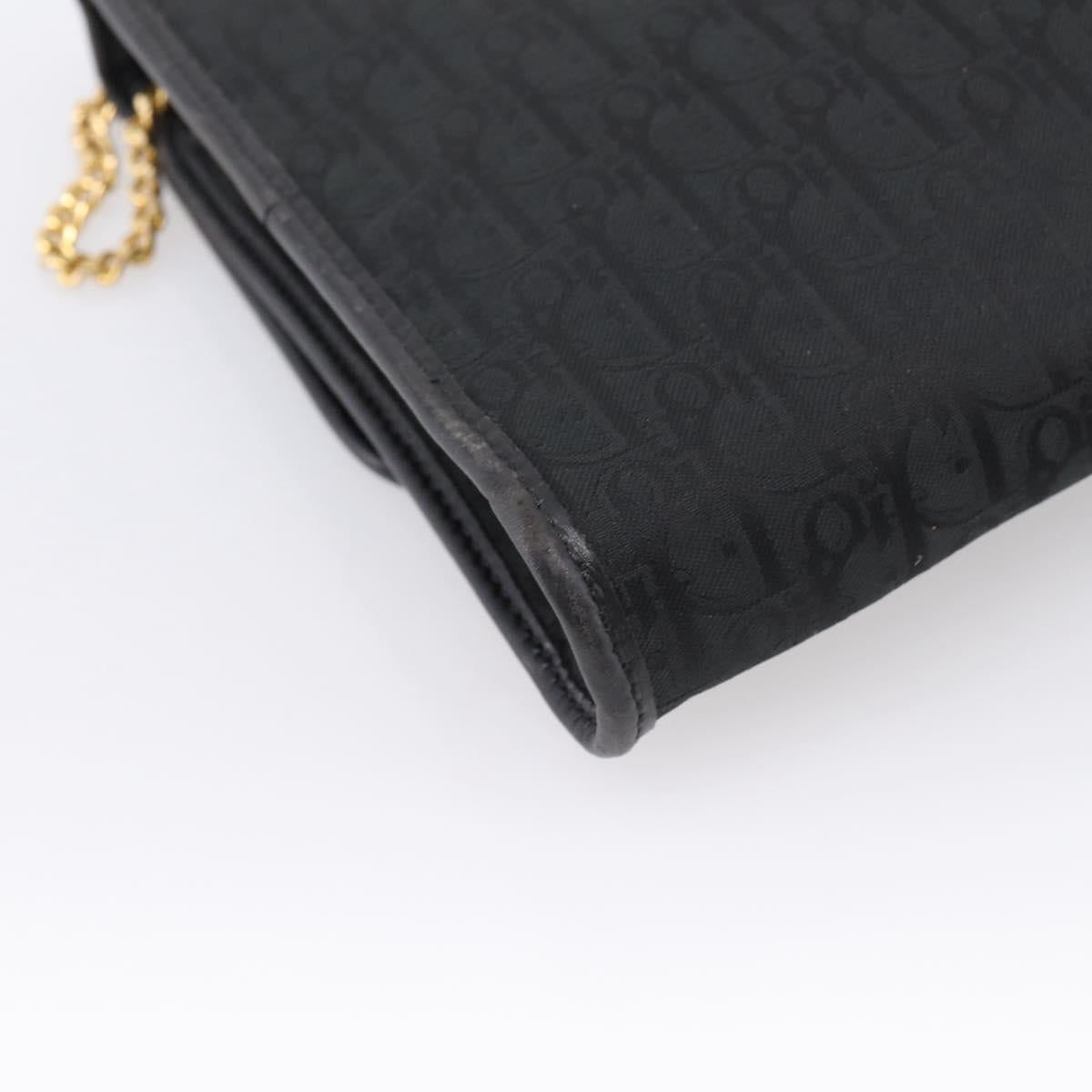 Christian Dior Trotter Canvas Chain Shoulder Bag Black Gold Auth 201497
