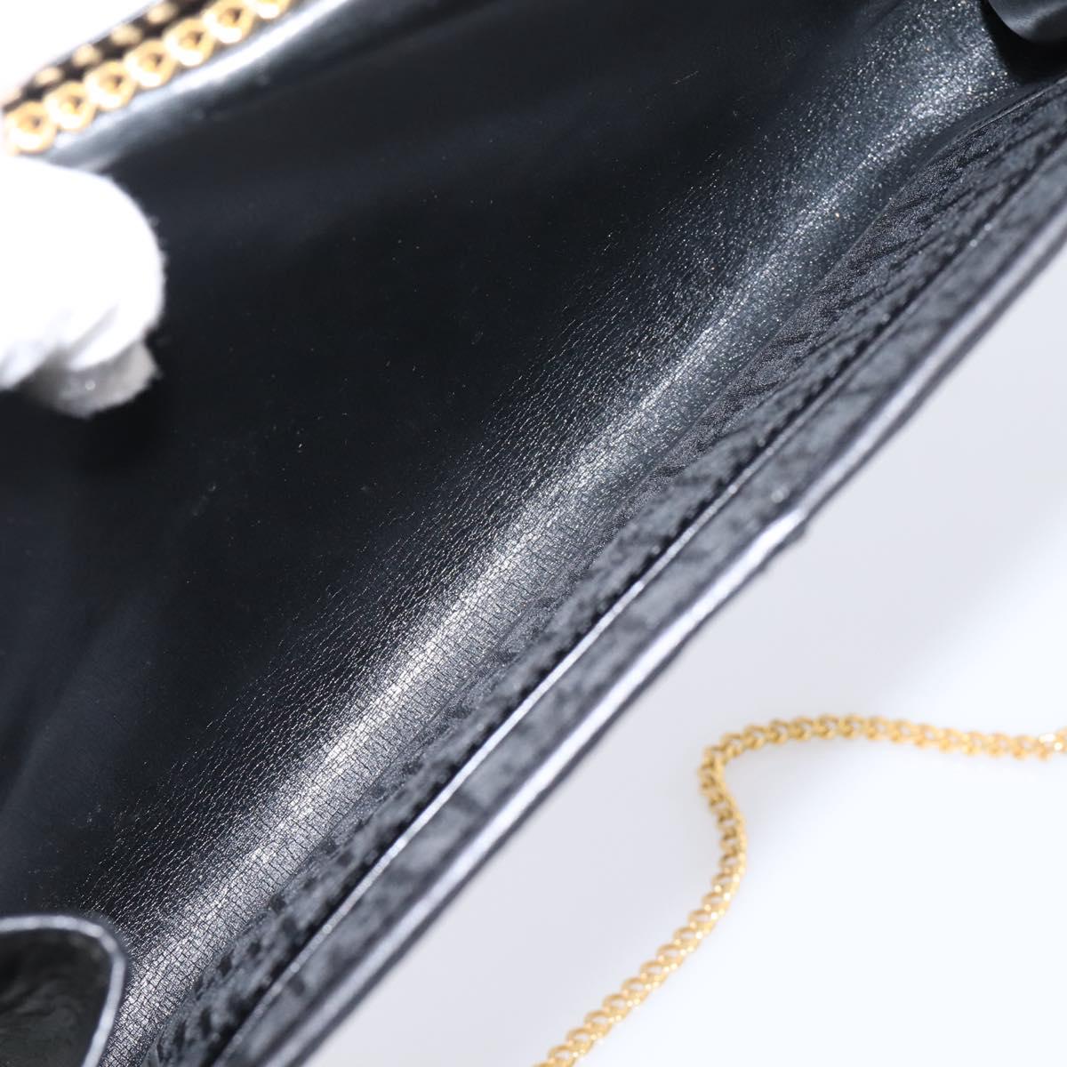 Christian Dior Trotter Canvas Chain Shoulder Bag Black Gold Auth 201497