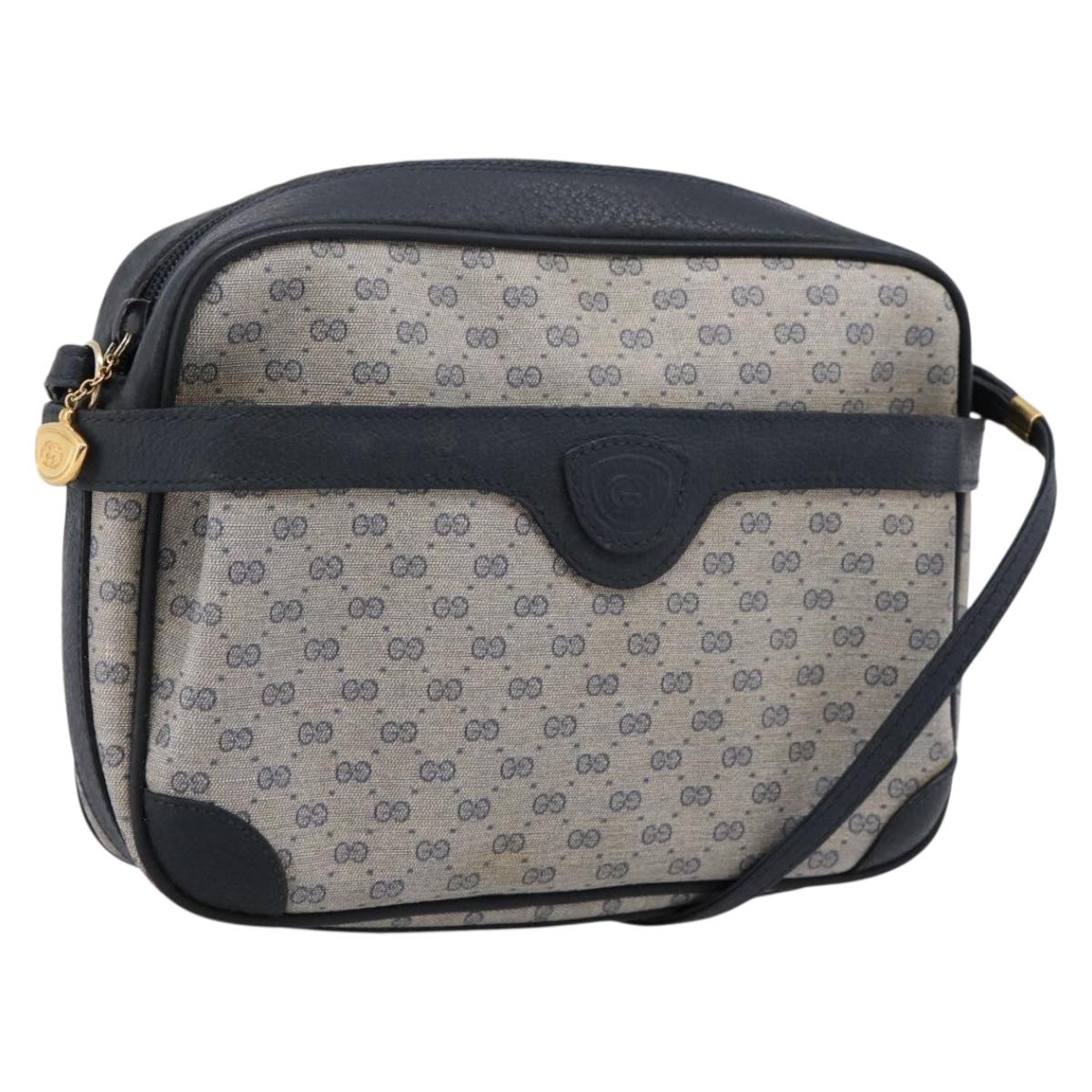 GUCCI Micro GG Supreme Shoulder Bag PVC Navy Gold 007 084 0423 Auth 201500