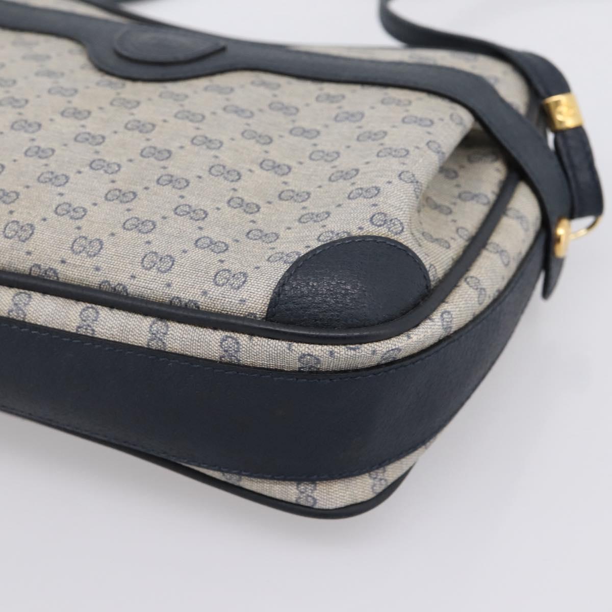 GUCCI Micro GG Supreme Shoulder Bag PVC Navy Gold 007 084 0423 Auth 201500