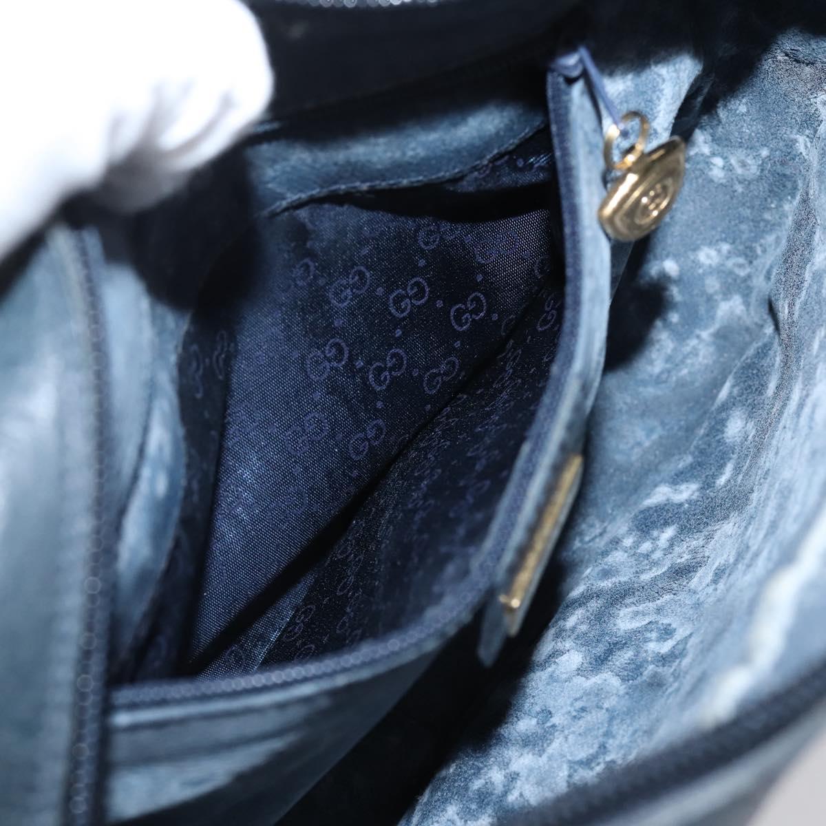 GUCCI Micro GG Supreme Shoulder Bag PVC Navy Gold 007 084 0423 Auth 201500