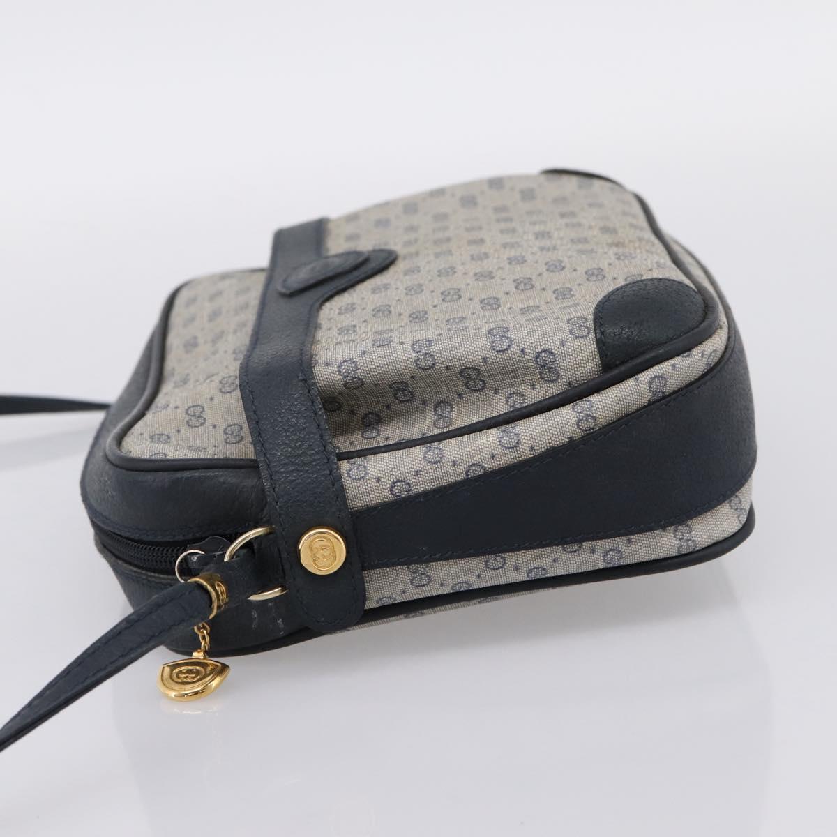 GUCCI Micro GG Supreme Shoulder Bag PVC Navy Gold 007 084 0423 Auth 201500