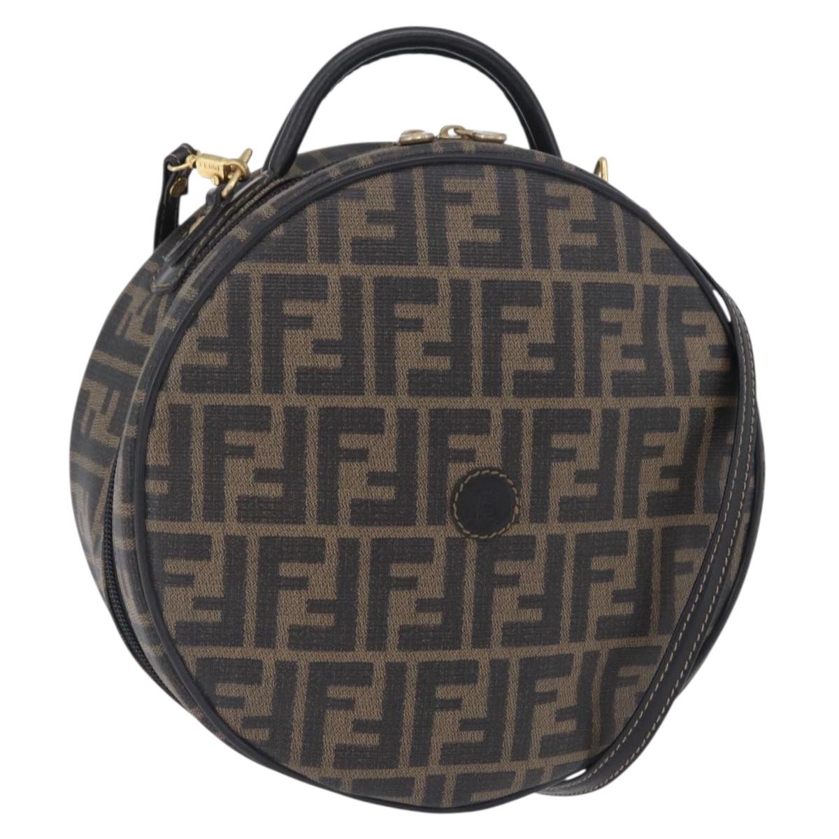 FENDI Zucca Canvas Hand Bag PVC 2way Black Brown Auth 201505A