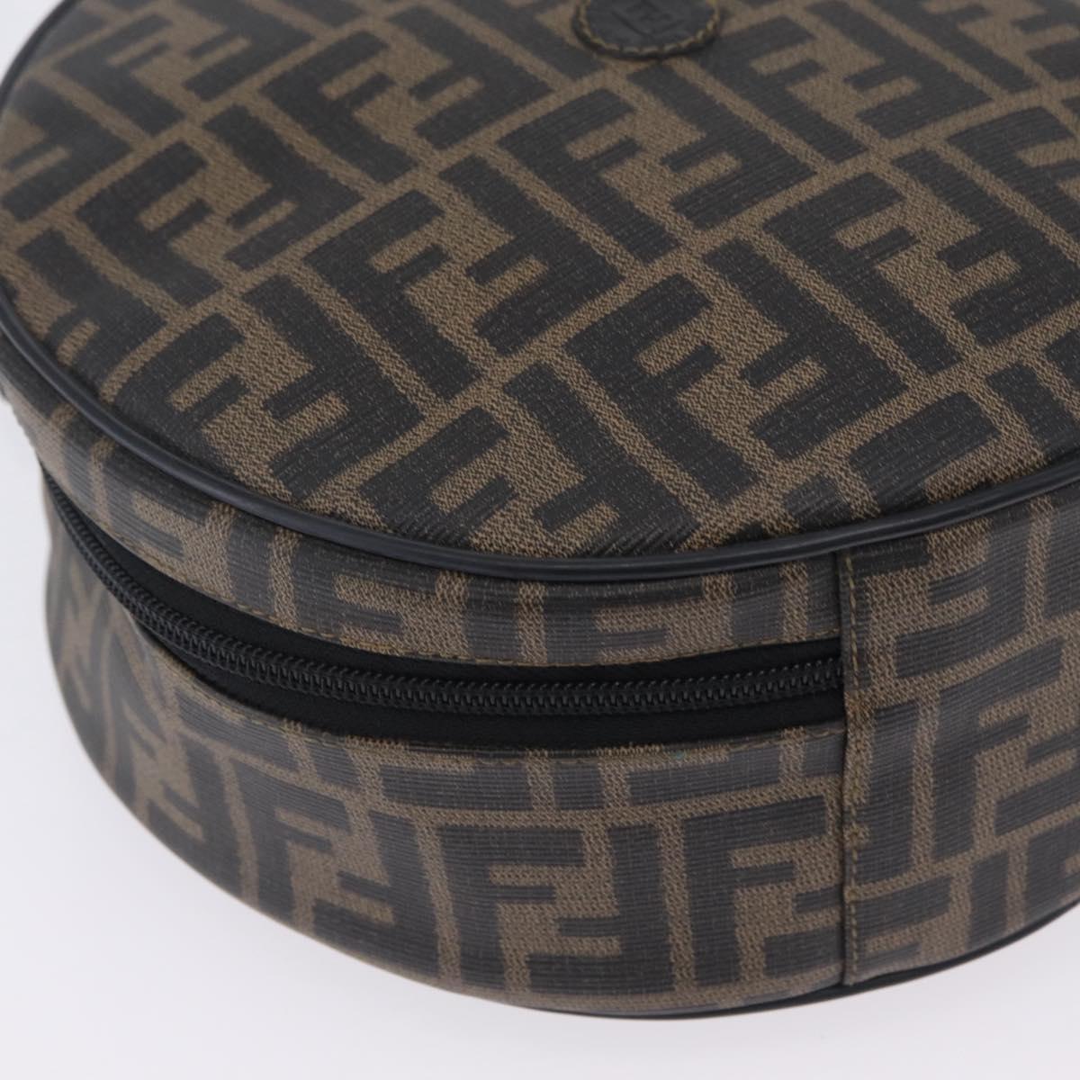 FENDI Zucca Canvas Hand Bag PVC 2way Black Brown Auth 201505A