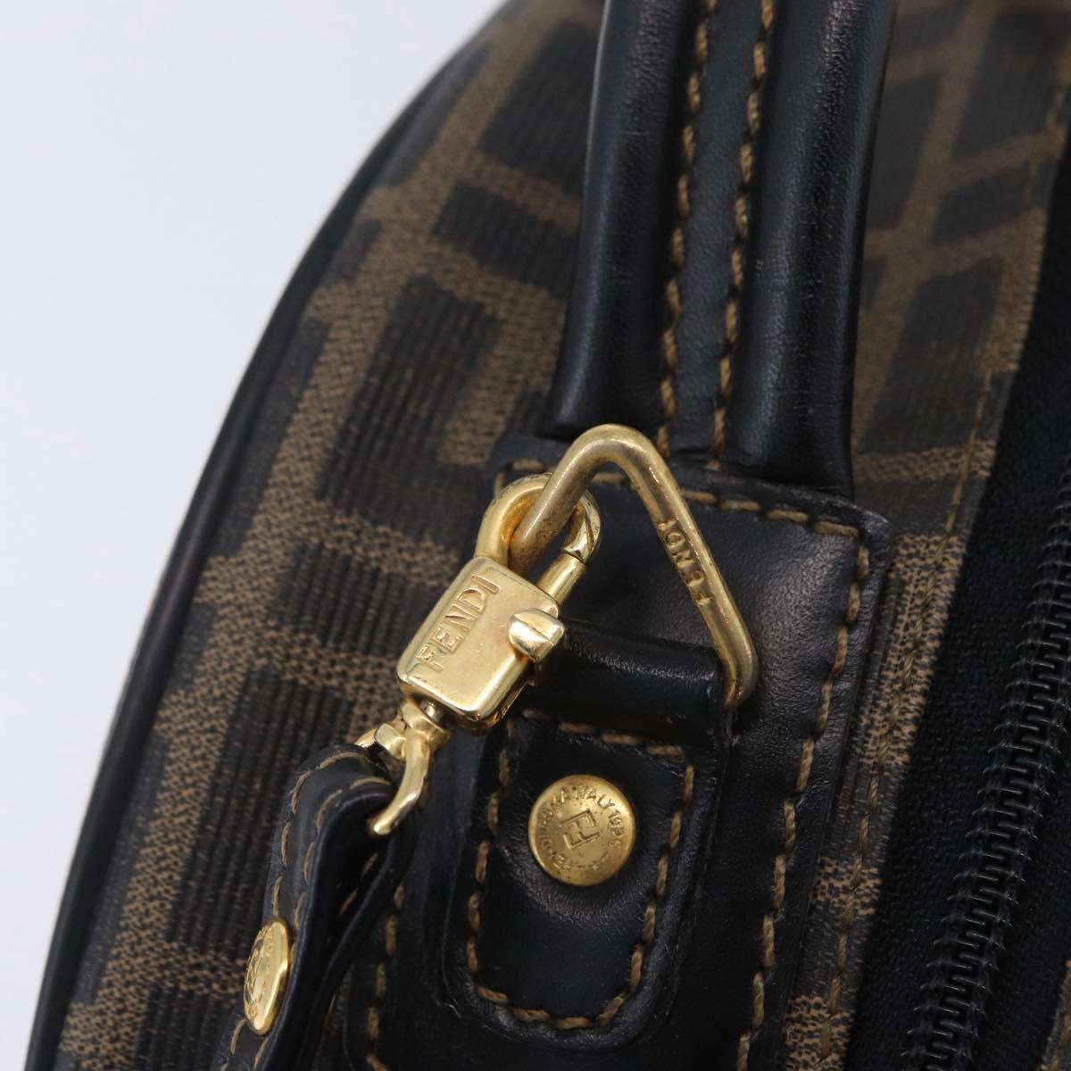 FENDI Zucca Canvas Hand Bag PVC 2way Black Brown Auth 201505A