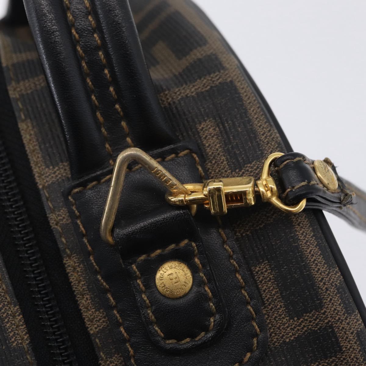 FENDI Zucca Canvas Hand Bag PVC 2way Black Brown Auth 201505A