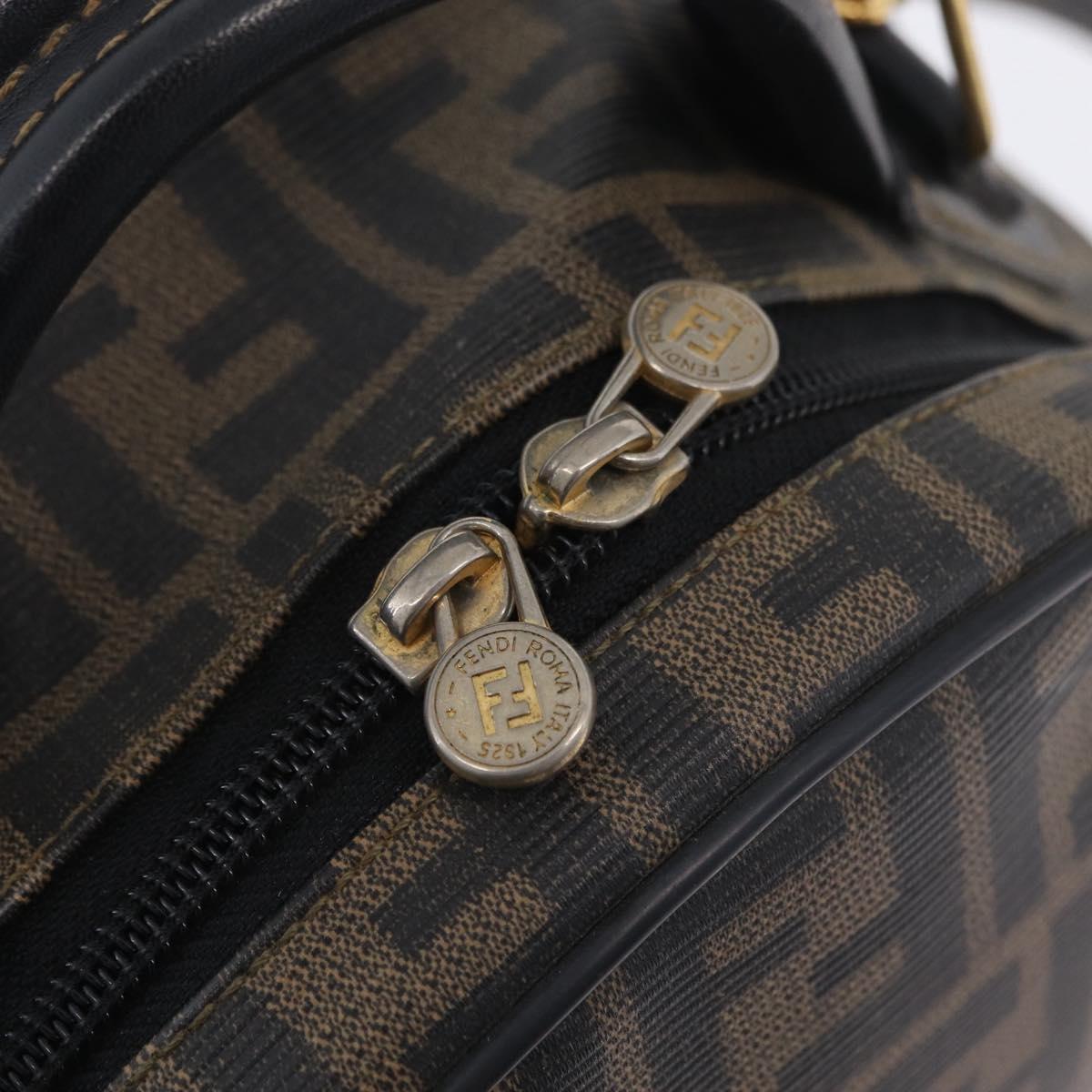 FENDI Zucca Canvas Hand Bag PVC 2way Black Brown Auth 201505A