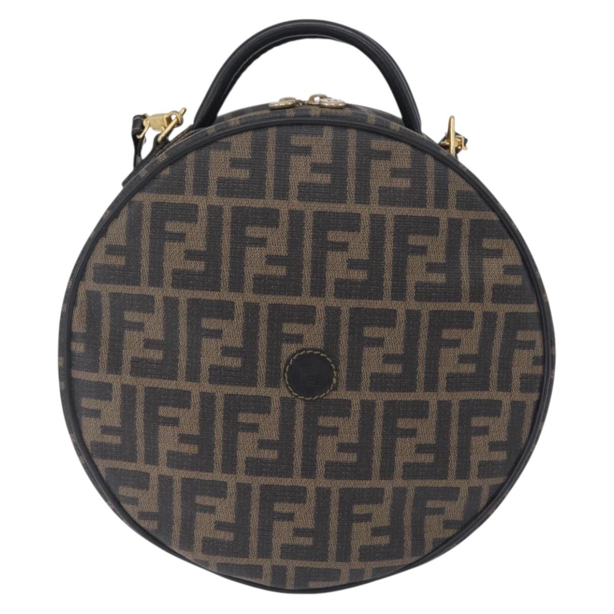 FENDI Zucca Canvas Hand Bag PVC 2way Black Brown Auth 201505A