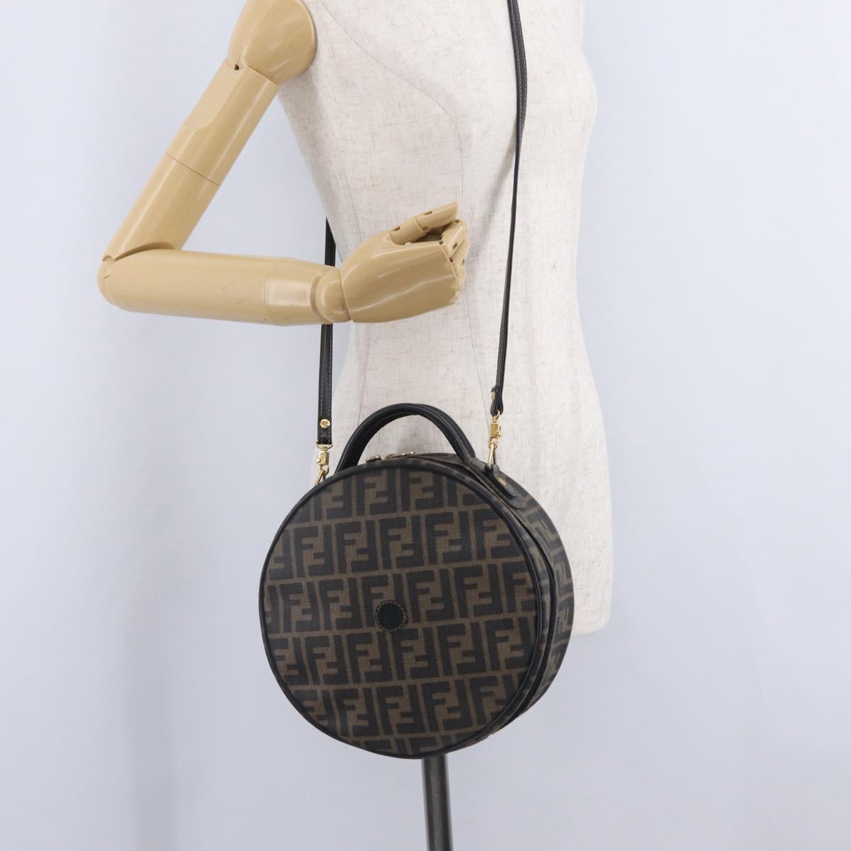 FENDI Zucca Canvas Hand Bag PVC 2way Black Brown Auth 201505A