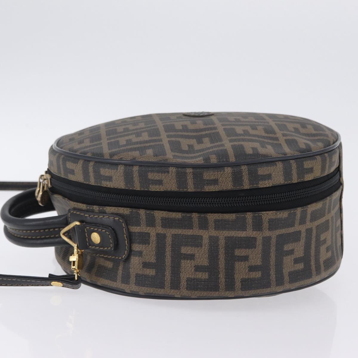 FENDI Zucca Canvas Hand Bag PVC 2way Black Brown Auth 201505A