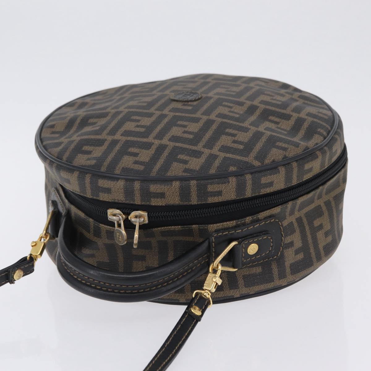 FENDI Zucca Canvas Hand Bag PVC 2way Black Brown Auth 201505A