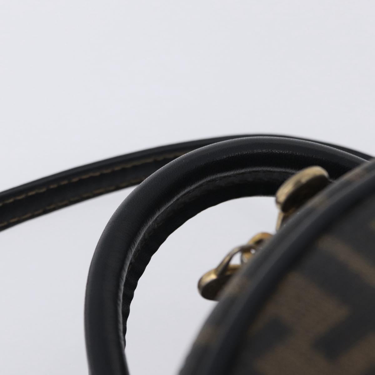 FENDI Zucca Canvas Hand Bag PVC 2way Black Brown Auth 201505A