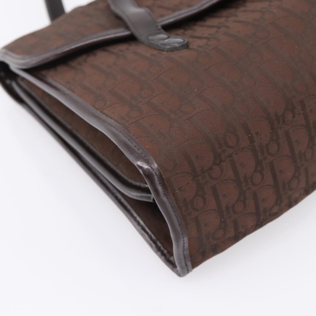 Christian Dior Trotter Canvas Hand Bag Brown Gold Auth 201513