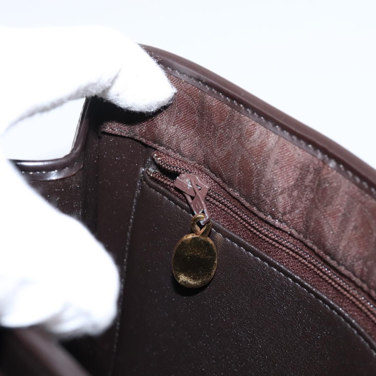 Christian Dior Trotter Canvas Hand Bag Brown Gold Auth 201513