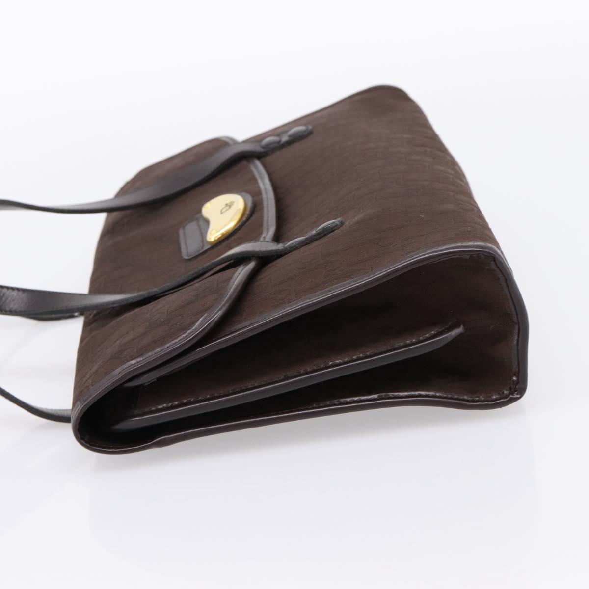 Christian Dior Trotter Canvas Hand Bag Brown Gold Auth 201513
